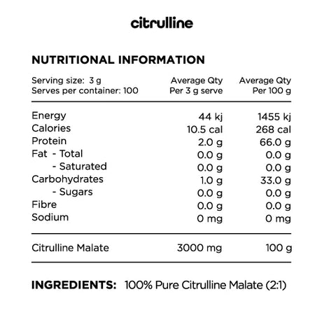 100% Pure Citrulline Malate (2:1) by Switch Nutrition